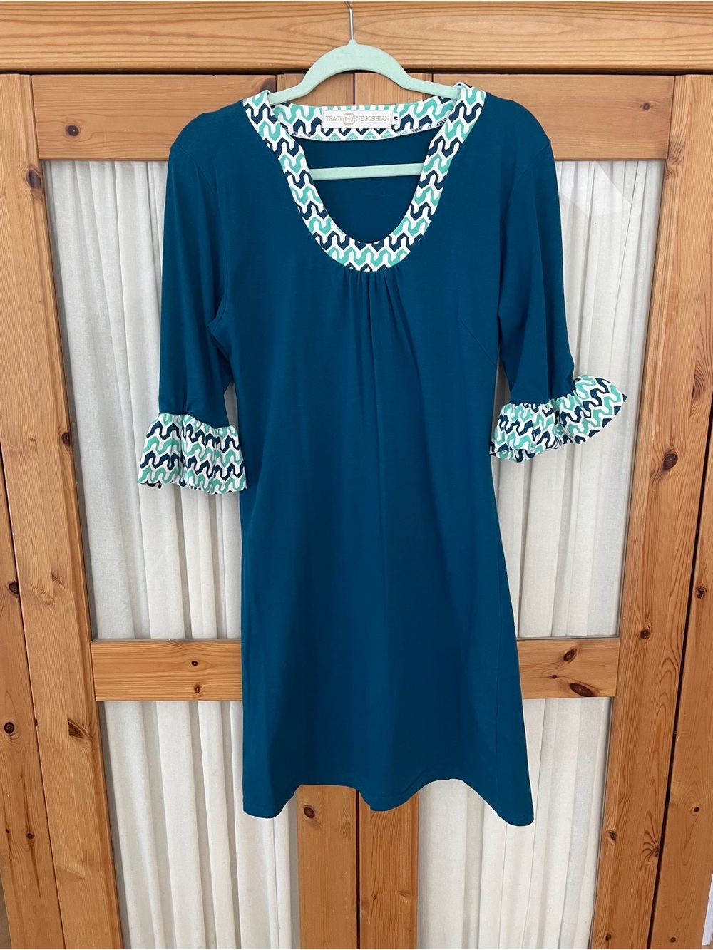 Tracy Negoshian Dress with Patterned Trim